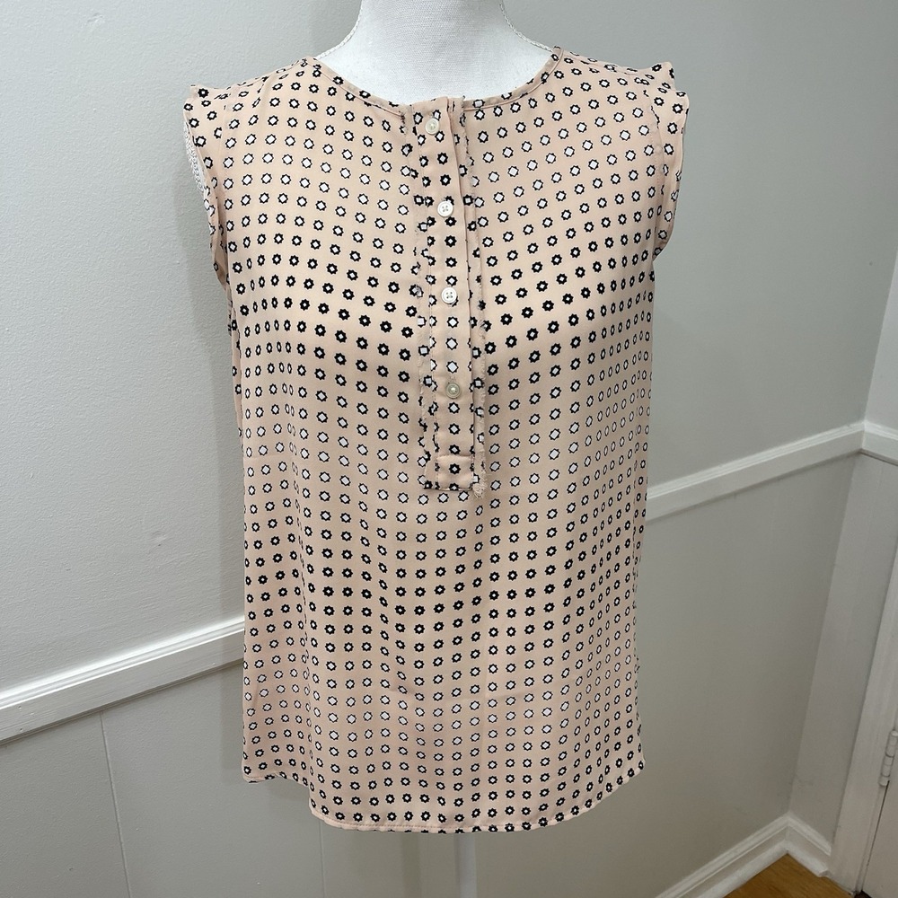 Loft Women's Sleeveless Top Light Pink Button Front Small